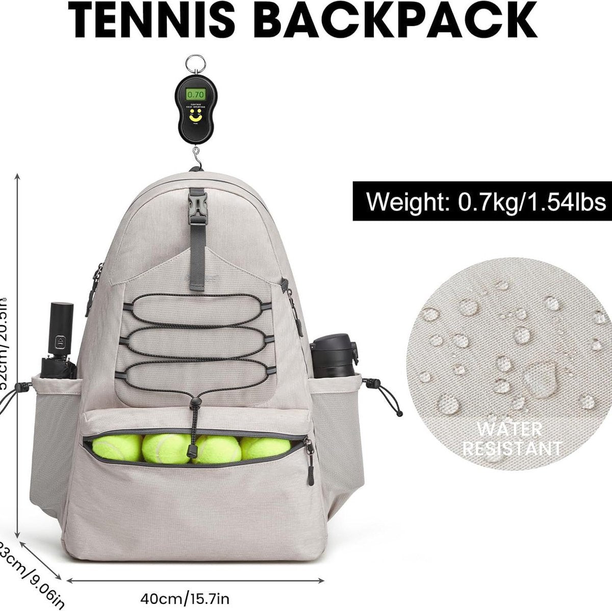 Backpack - Tennis Bag - Sports Bag - Waterproof Racket Bag - Suitable for multiple rackets with shoe compartment - Gray
