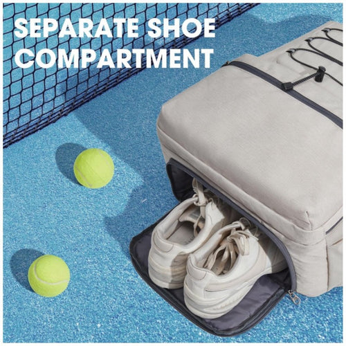 Backpack - Tennis Bag - Sports Bag - Waterproof Racket Bag - Suitable for multiple rackets with shoe compartment - Beige