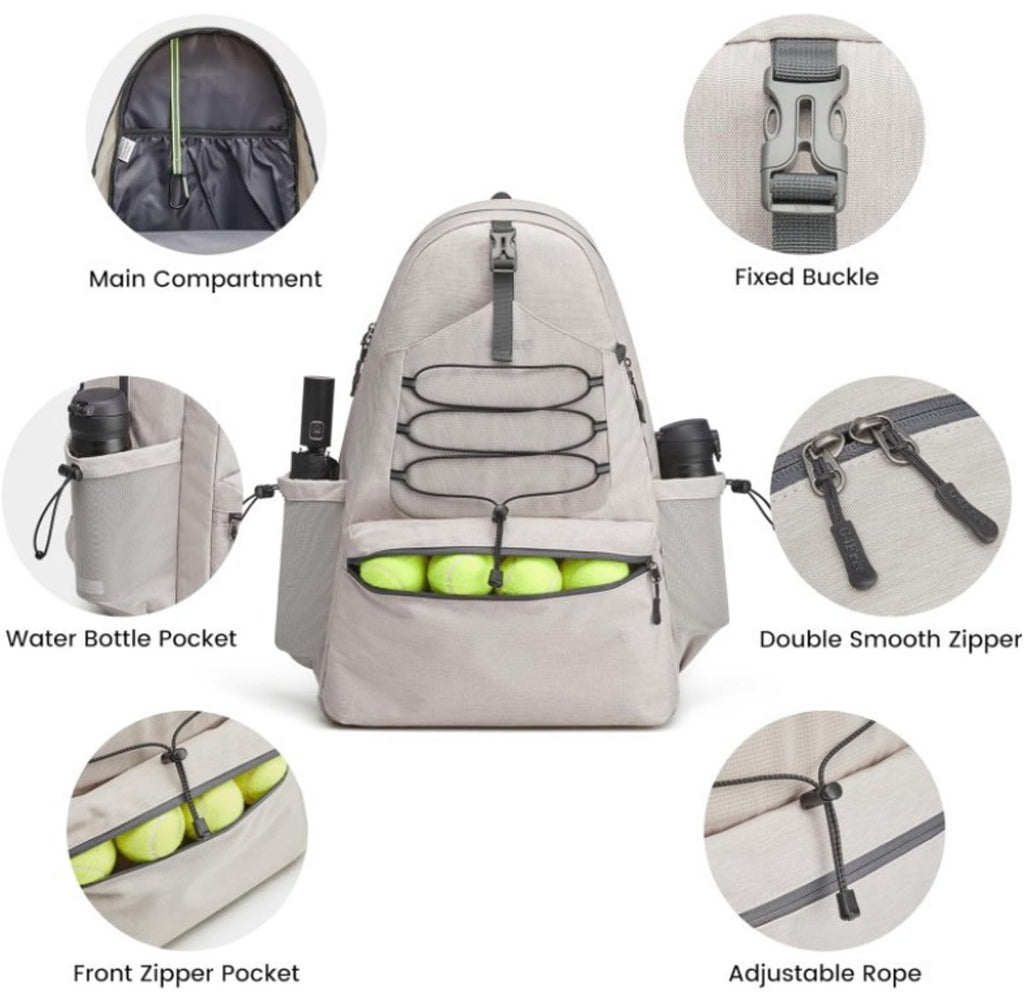Backpack - Tennis Bag - Sports Bag - Waterproof Racket Bag - Suitable for multiple rackets with shoe compartment - Beige