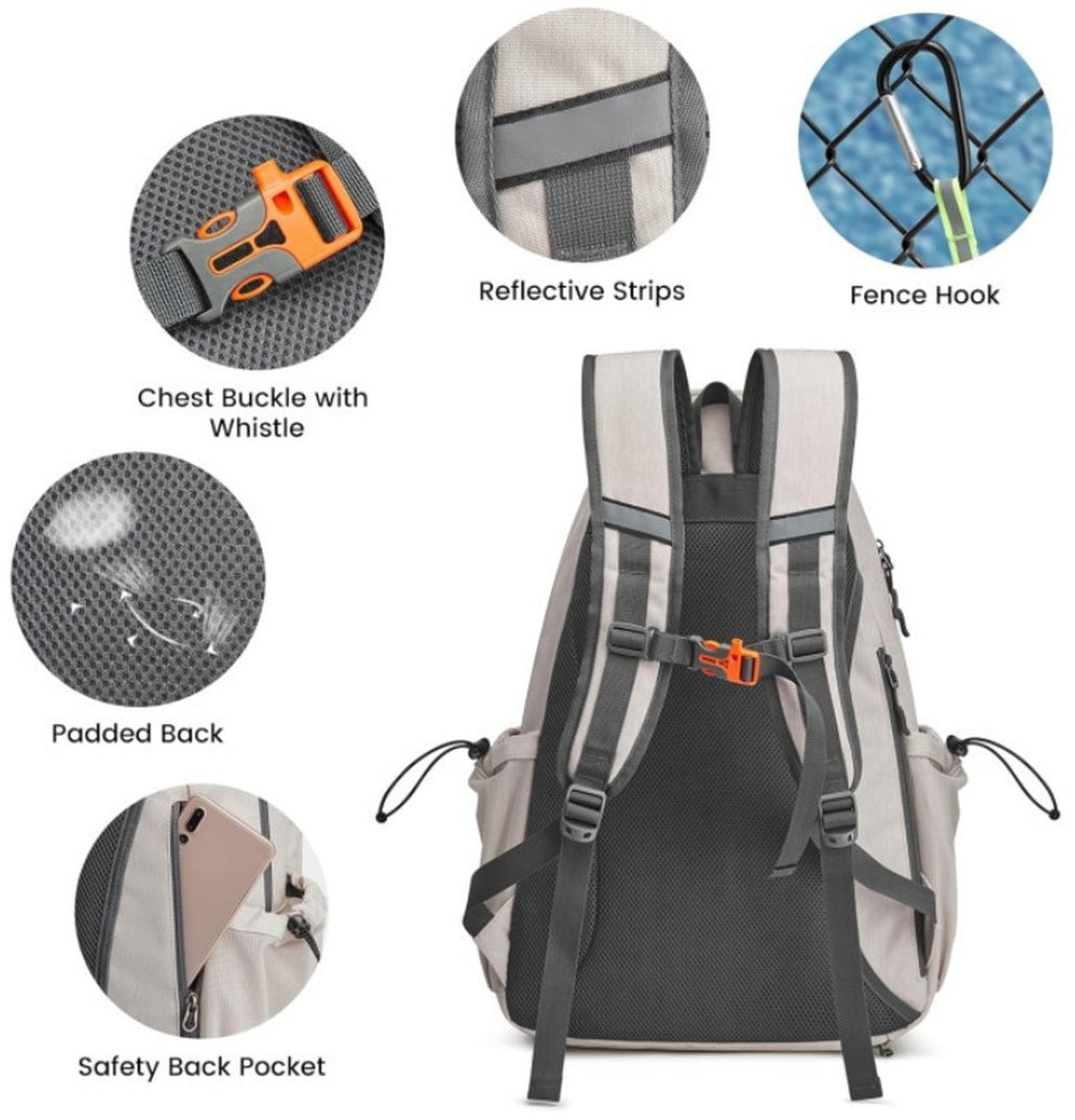 Backpack - Tennis Bag - Sports Bag - Waterproof Racket Bag - Suitable for multiple rackets with shoe compartment - Beige