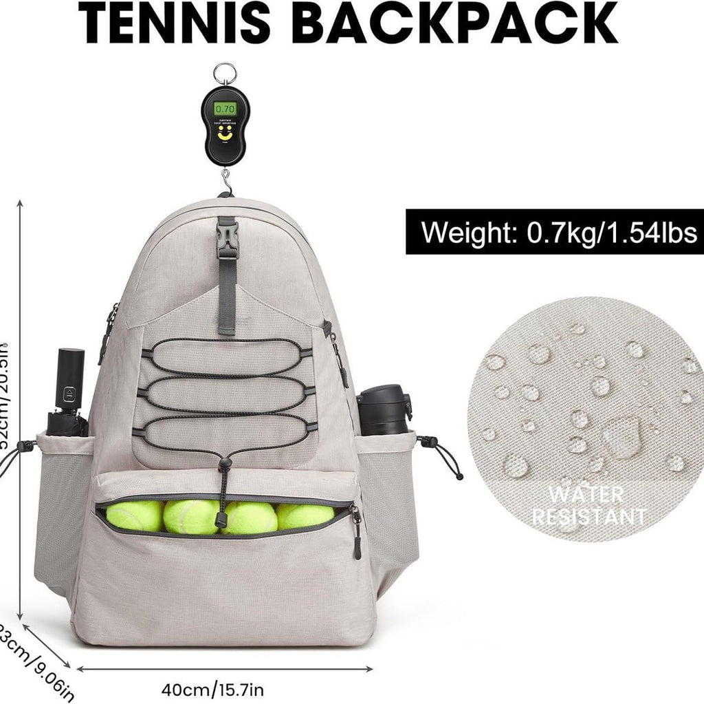 Backpack - Tennis Bag - Sports Bag - Waterproof Racket Bag - Suitable for multiple rackets with shoe compartment - Beige