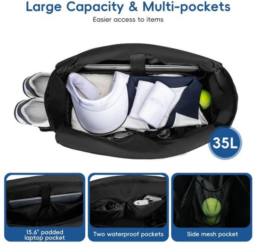 Backpack - Tennis Bag - Handbag - Sports Bag - Waterproof Racket Bag - Suitable for multiple rackets with shoe compartment - Blue