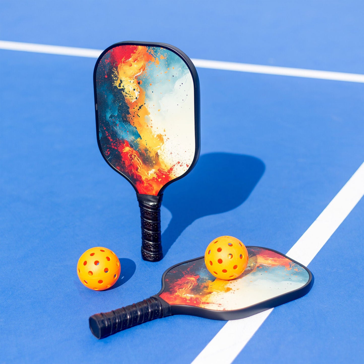 NNEDSZ Pickleball Set with 6 Aerodynamic Balls and 2 Fiberglass Paddles
