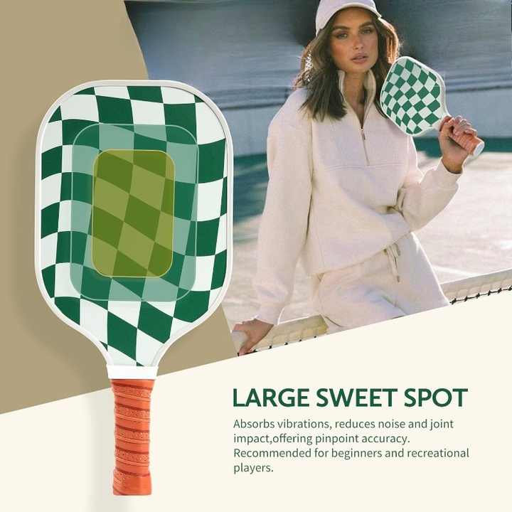 Set 1 White  And Green T700 Carbon Fiber Pickleball Paddle Set - 2 Paddles, 4 Balls, and Portable Carry Bag for Adults and Students