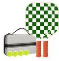 Set 5 White And Green T700 Carbon Fiber Pickleball Paddle Set - 2 Paddles, 4 Balls, and Portable Carry Bag for Adults and Students