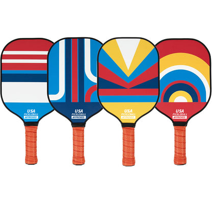 Style 1 Colorful Geometric Patterns Fiberglass Pickleball Paddle - Lightweight 220g with Anti-Slip TPU Grip for Outdoor Sports