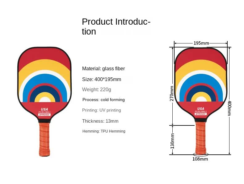 Style 4 Colorful  Geometric Patterns Fiberglass Pickleball Paddle Set - 2 Paddles, 4 Balls, and Portable Carry Bag for Outdoor Play