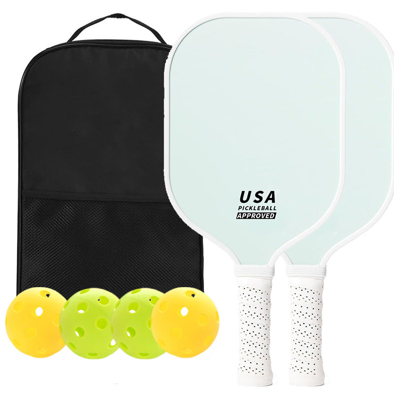 Light Green Fiberglass Pickleball Paddle Set - 2 Minimalist Paddles, 4 Balls, and Carry Bag for Outdoor Play