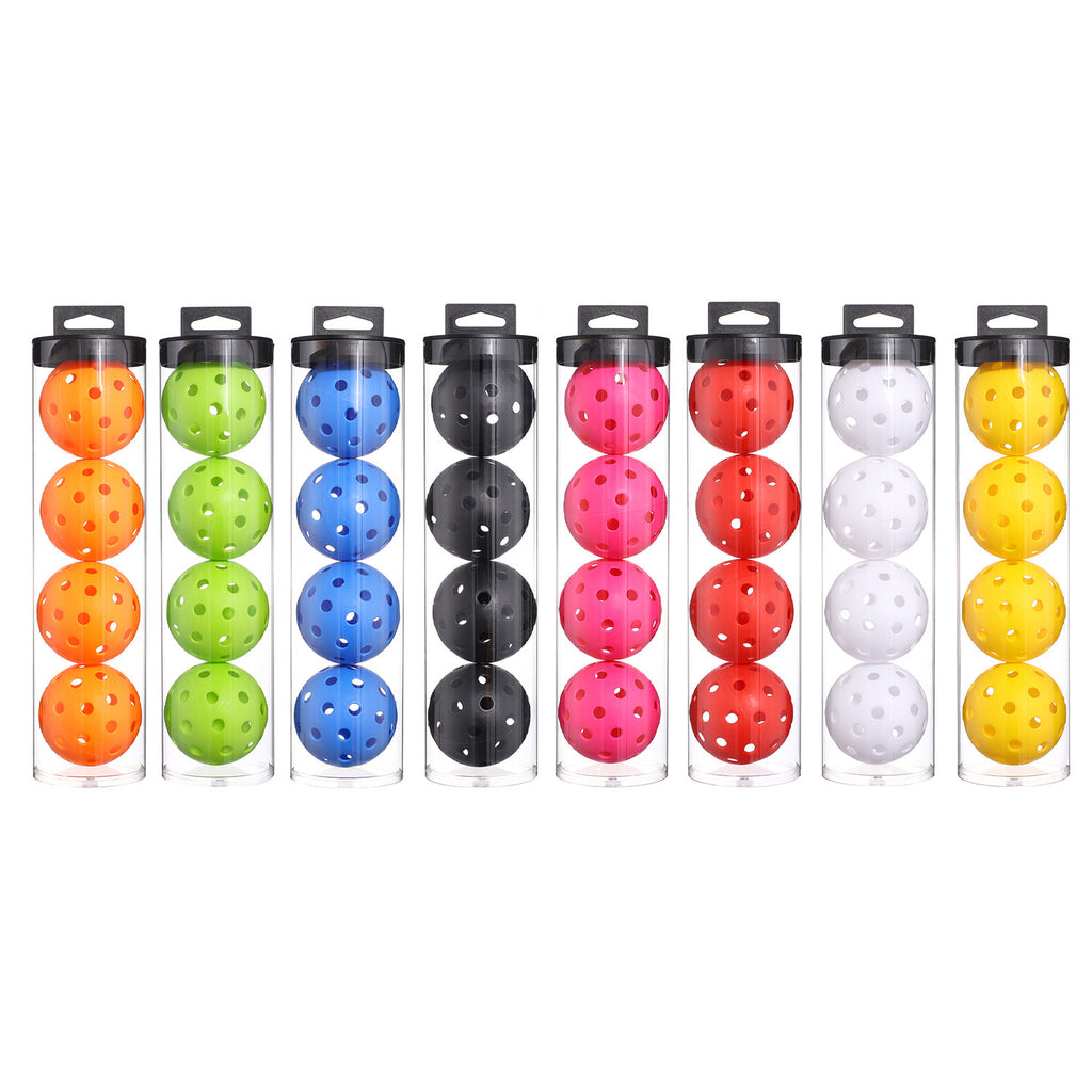 2 Tubes Black Outdoor Pickleball Balls 4-Pack - Durable 40-Hole Design with Carry Tube(8 balls in total)
