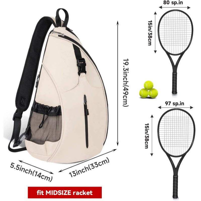 Black Tennis Pickleball Sling Bag - Crossbody Racket Backpack for Men & Women (33x14x49cm)
