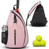 Pink Tennis Pickleball Sling Bag - Crossbody Racket Backpack for Men & Women (33x14x49cm)