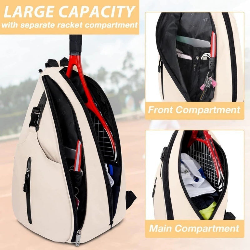 Pink Tennis Pickleball Sling Bag - Crossbody Racket Backpack for Men & Women (33x14x49cm)